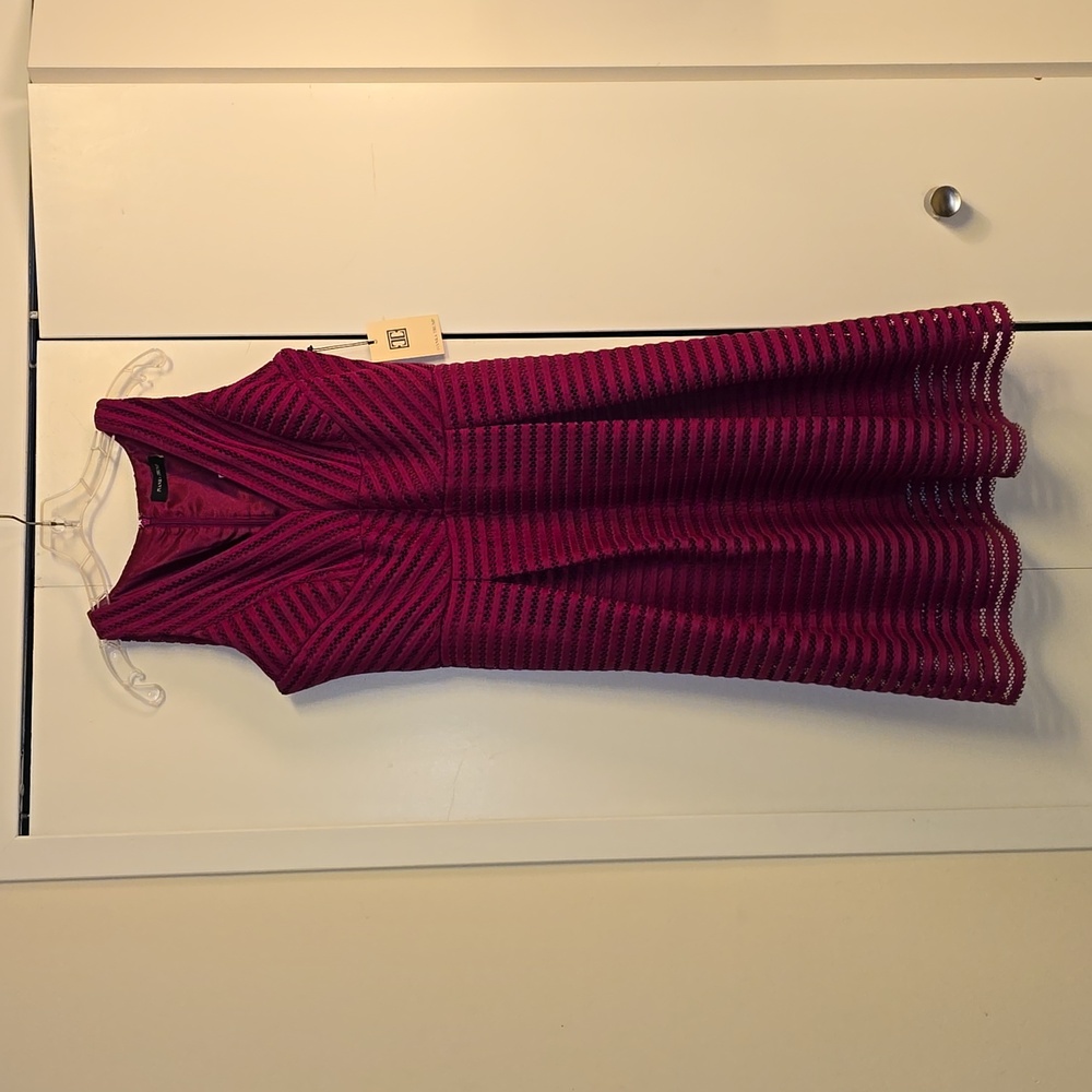 NWT Magenta Textured Midi Dress - Size 12 Sleeveless V-Neck